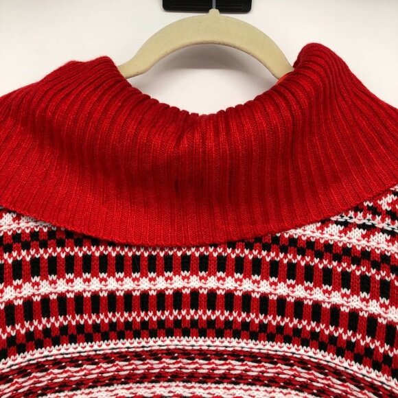 Lane Bryant Red White Stripe Classic Jacquard Cowl Neck Sweater size 10/12 - Picture 5 of 16